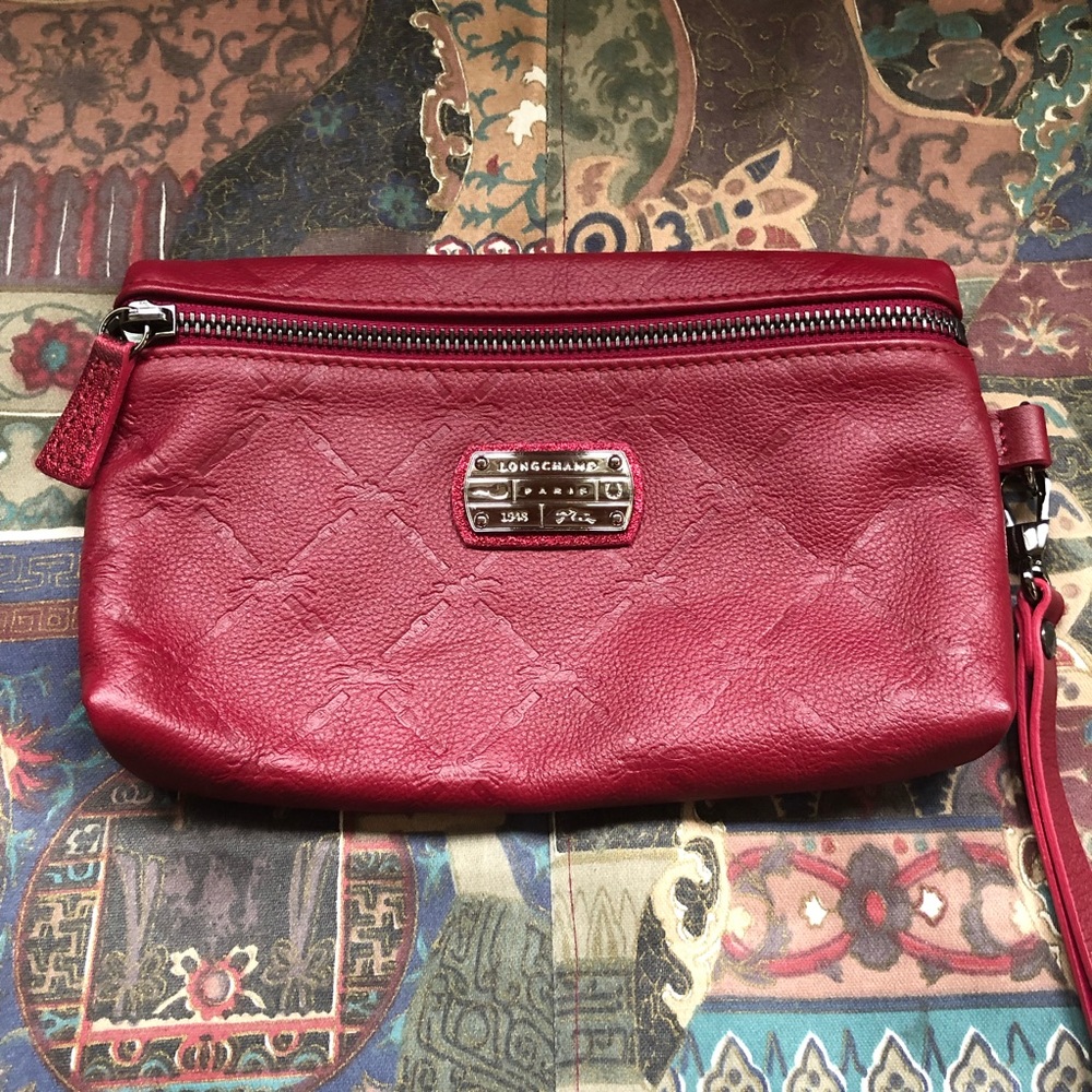 Longchamp LM Cuir Leather Wristlet Pouch p…